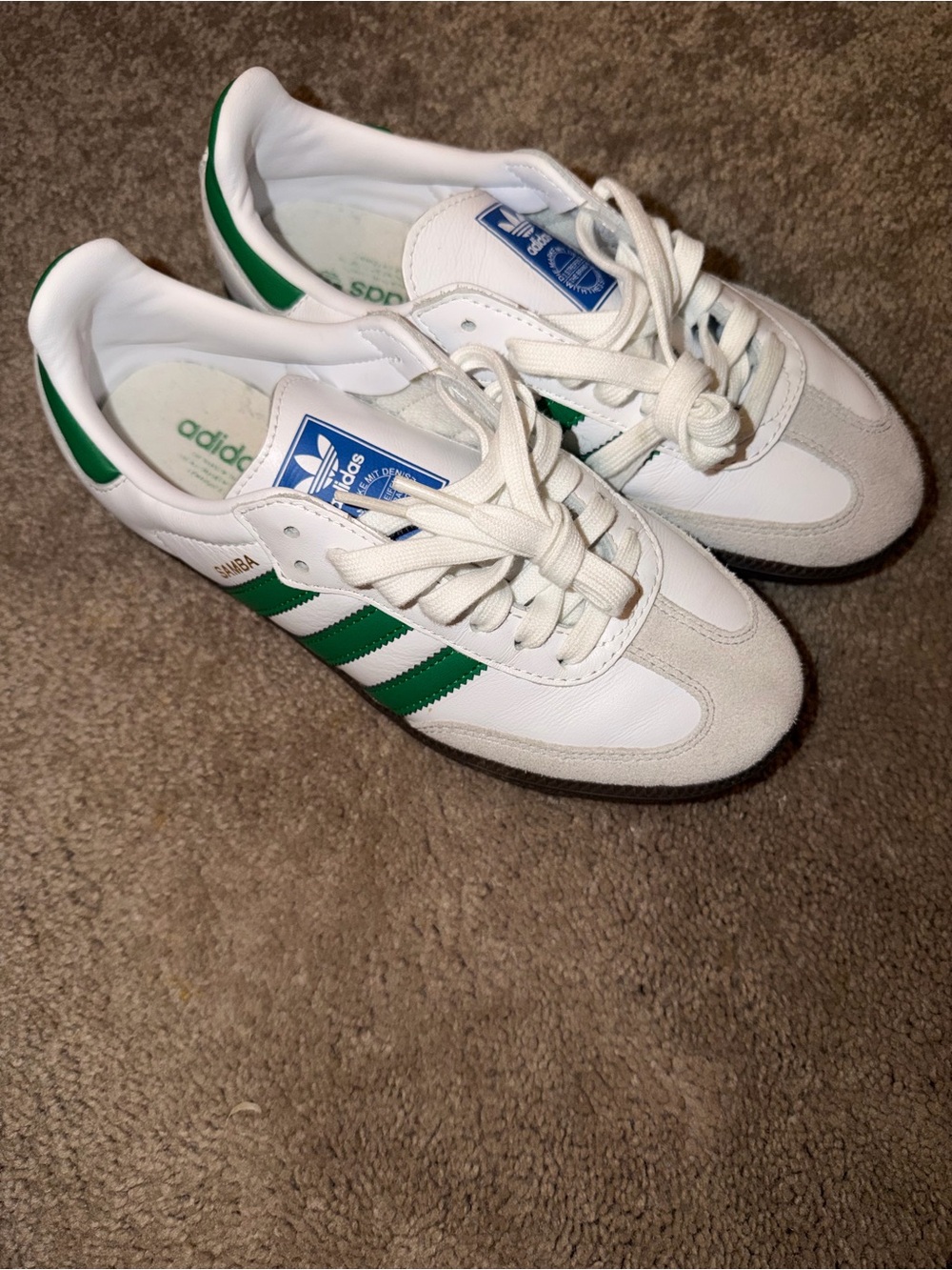 adidas Samba Sneakers - White & Green Accents
